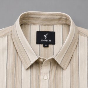 Men's Beige Vertical Striped Formal Shirt